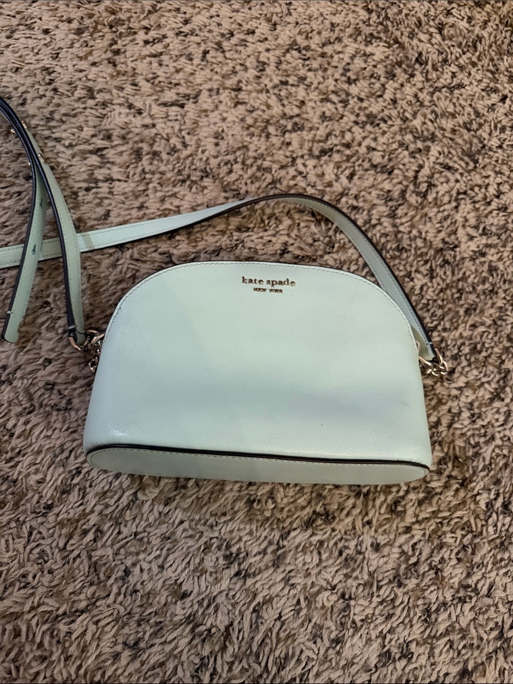 kate spade mint green crossbody with gold logo